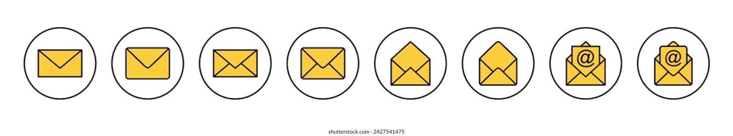 Icono de correo establecido vector. signo y símbolo de correo electrónico. Icono de correo electrónico. Icono de sobre