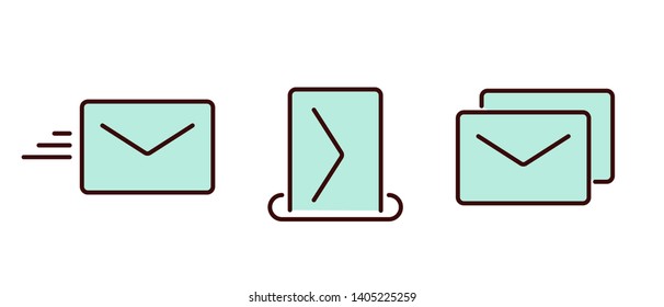 Mail icon set for website design, mobile application, ui. Vector cartoon illustration of envelopes isolated on white background