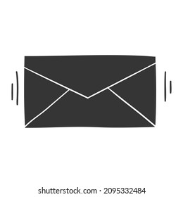 Mail Icon Silhouette Illustration. Correspondence Letter Vector Graphic Pictogram Symbol Clip Art. Doodle Sketch Black Sign.