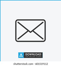 mail icon. simple outline mail vector icon. on white background.