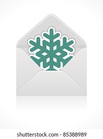 Mail icon with snowflake. Vector illustration Eps 10.