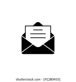  mail icon   in solid black flat shape glyph icon, isolated on white background 