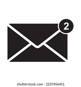 Icono de correo. Hay 2 mensajes entrantes. Ilustración vectorial.