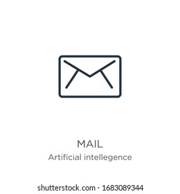 Mail icon. Thin linear mail outline icon isolated on white background from artificial intelligence collection. Line vector sign, symbol for web and mobile