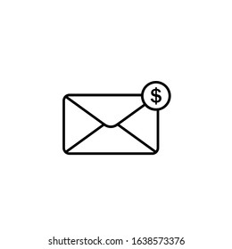 Mail icon ui simple style with dollar coin. flat illustration