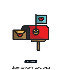 mail icon. valentine's day icons, such as celebration, happiness, romantic, heart, love. Happy valentine day related icon in white background. eps10