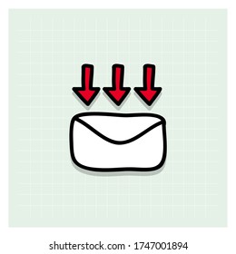 mail icon vector cartoon style hand draw illustration set