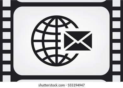 Mail icon vector EPS 10, abstract sign envelope and globe flat design,  illustration modern isolated badge for website or app - stock info graphics.