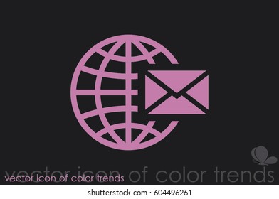 Mail icon vector EPS 10, abstract sign envelope and globe flat design,  illustration modern isolated badge for website or app - stock info graphics.