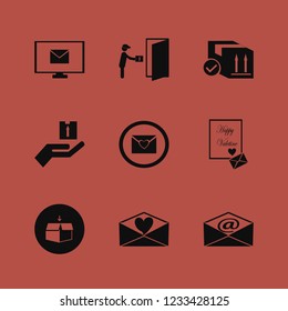 mail icon. mail vector icons set open box, parcel box, heart envelope and mail