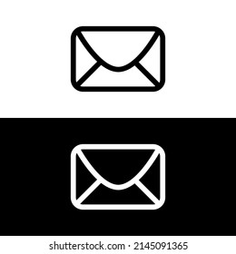 Icono de correo, ilustración vectorial. Icono de vector blanco y negro.