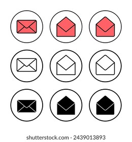 Ilustración vectorial de icono de correo. símbolo y signo de correo electrónico. Icono de correo electrónico. Icono de sobre