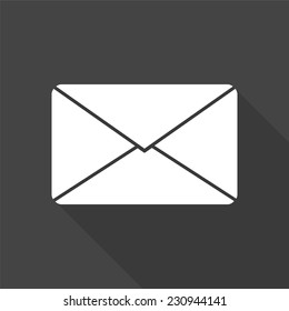 mail icon - vector illustration with long shadow isolated on gray 