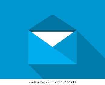 Mail icon vector illustration Message icon, mailbox, e-mail, send letter, company logo, business. Can use for logo, infographic, banner, poster, web design. Isolated on blue background. 