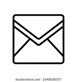 Mail Icon Vector – Outline Email Envelope Symbol on White Background
