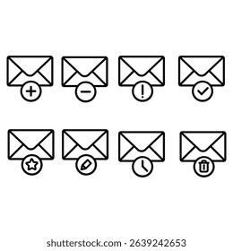Mail icon vector set. Email illustration sign collection. Envelope symbol. Post web icons. Mail symbols for web and mobile app.