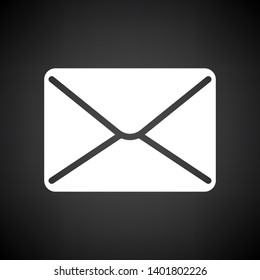 Mail Icon. White on Black Background. Vector Illustration.