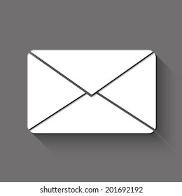 mail icon - white vector illustration with shadow on gray background