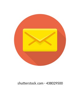 Mail icon wiht long shadow. Envelope Mail icon, vector illustration. E-mail icon in flat design style.