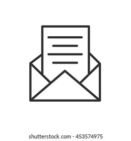 Mail icon. writing on paper. thin line design