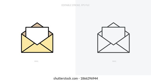 Mail icon for your website, logo, app, UI, product print. Mail concept flat Silhouette vector illustration icon. Editable stroke icons set