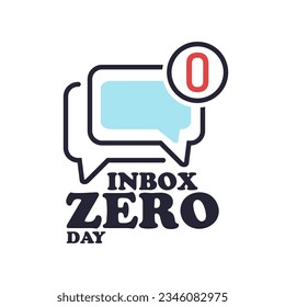 A mail icon with zero notification and bold text on white background, Inbox Zero Day on October 6