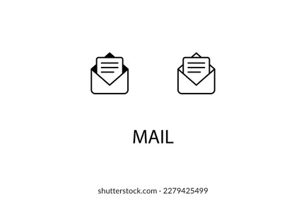 Mail icons with 2 styles outline icon, glyph icon, vector stock