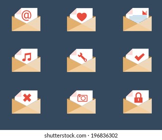 mail icons with 6 symbols  vector art