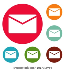 Mail icons circle set vector isolated on white background