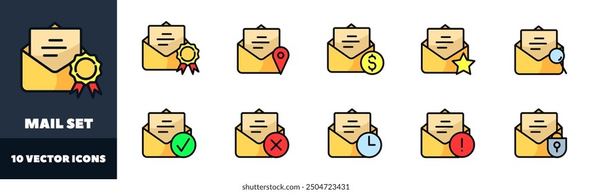 Mail icons collection. Flat style. Vector icons.