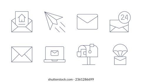 Mail icons. editable stroke. Containing email, paper plane, postbox, mail, message.