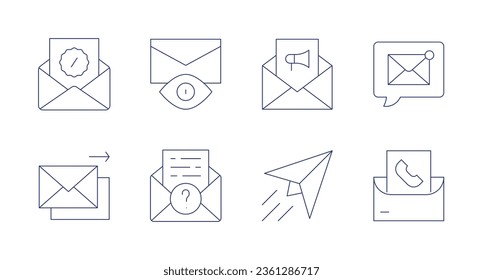 Iconos de correo. trazo editable. Contiene correo electrónico, email marketing, plano de papel, correo, mensaje.