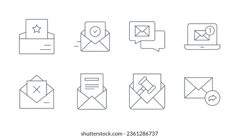 Mail icons. editable stroke. Containing confirmation, email, mail, newsletter, rejection.