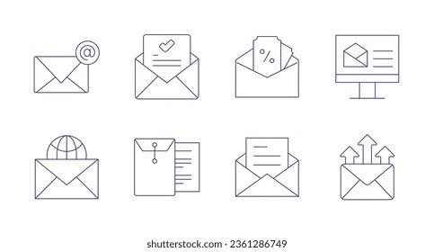 Mail icons. editable stroke. Containing acceptance, dossier, coupon, email, email marketing, mail.