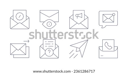 Mail icons. editable stroke. Containing email, email marketing, paper plane, mail, message.