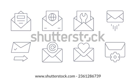 Mail icons. editable stroke. Containing business, email, letter, mail, newsletter, receive.