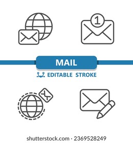 Iconos de correo. Correo electrónico, correo electrónico, sobre, icono del vector de mensajes