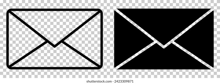 Iconos de correo. Estilo de arte plano y lineal. Ilustración del vector aislada en fondo transparente
