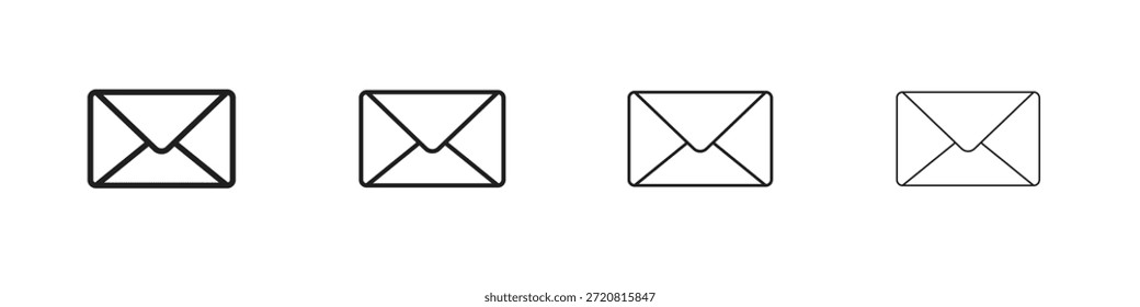 Iconos de correo delinean el diseño de Vector negro. Línea con trazo editable.