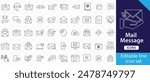 Mail icons Pixel perfect. message, transfer, letter, editable line icon set.