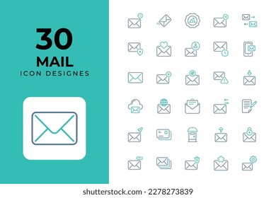 Mail icons Related Objects and Elements. Vector Illustration Collection. creative Icons Set. stock illustration	