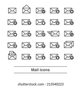 Mail icons set.