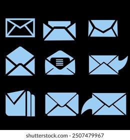 mail icons set, bundle, Vector 