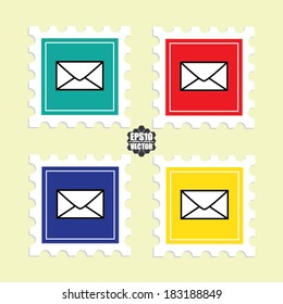Mail  icons set and colorful background - vector.