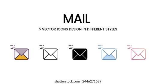 Iconos de correo establecidos en ilustración de stock de Vector de estilo diferente