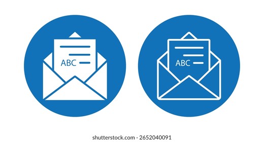 Mail icons set. email sign and symbol. E-mail icon. Envelope icon. Envelope symbol with letter. Vector illustration. eps 10