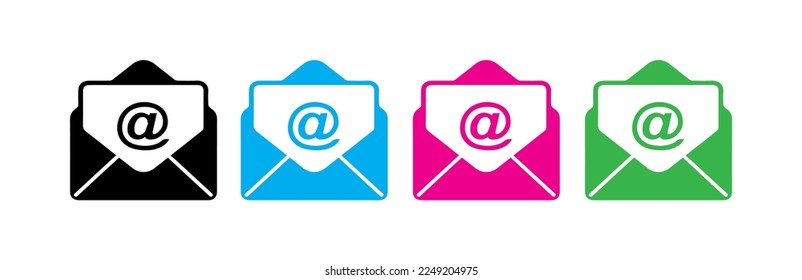 mail icons set isolated on background