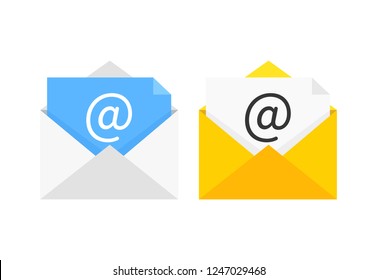 Mail icons set. New E-mail envelope. Vector Illustration.