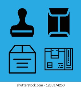 mail icons set with stamp, package and mail closed filled back envelope vector set