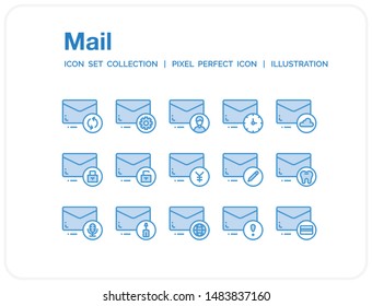 Mail Icons Set. UI Pixel Perfect Well-crafted Vector Thin Line Icons. The illustrations are a vector.